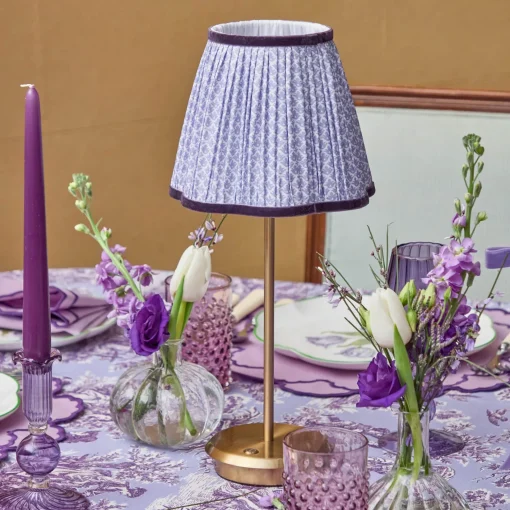 Mrs. Alice Tall Rechargeable Lamp with Lilac Lotus Shade (18cm)< Rechargeable Table Lamps