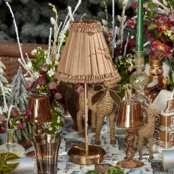 Mrs. Alice Tall Rechargeable Lamp with Brown Frilled Silk Shade (18cm)< Rechargeable Table Lamps