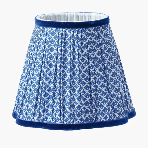 Mrs. Alice Tall Rechargeable Lamp with Cobalt Lotus Shade (18cm)< Rechargeable Table Lamps