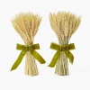 Mrs. Alice Tall Wheat Sheaf with Green Velvet Bow (Pair)< Autumn Decorations