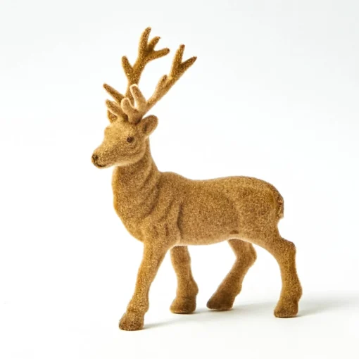 Mrs. Alice Taupe Flocked Reindeer Family< Christmas Decorations