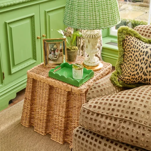 Mrs. Alice The Bettina Box Pleated Rattan Stool< Furniture | Furniture