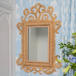 Mrs. Alice The Small Grand Rattan Mirror< Mirrors