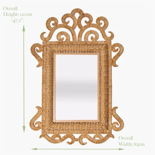 Mrs. Alice The Small Grand Rattan Mirror< Mirrors