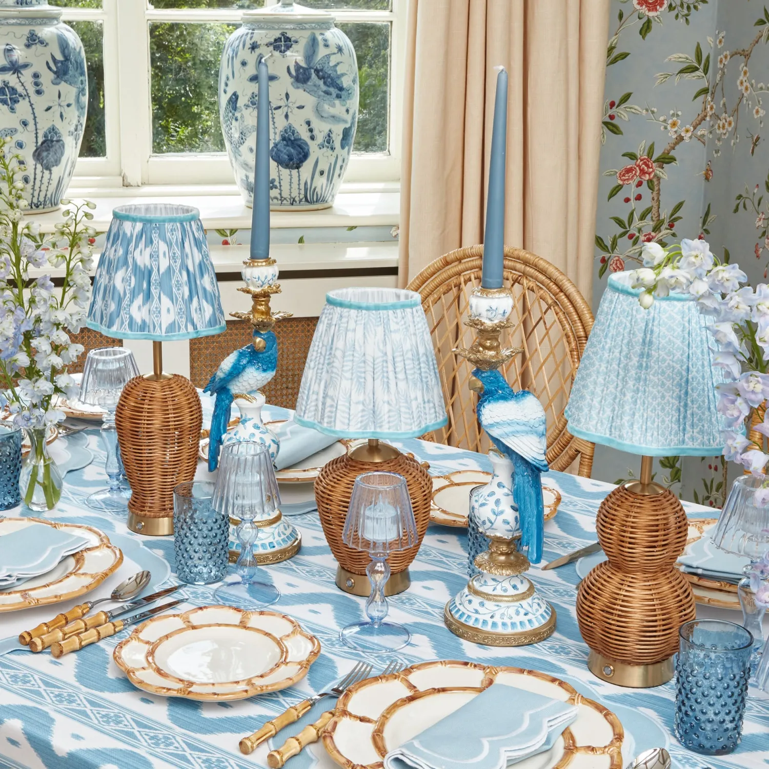 Mrs. Alice Trio of Rechargeable Rattan Lamps< Rechargeable Table Lamps | Lamp Stands