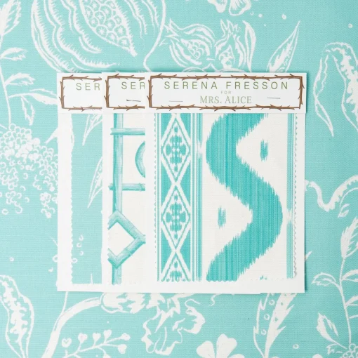 Mrs. Alice Turquoise Chelsea Square Fabric< Serena Fresson Fabrics