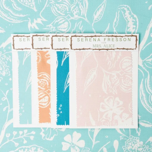 Mrs. Alice Turquoise Chelsea Square Fabric< Serena Fresson Fabrics