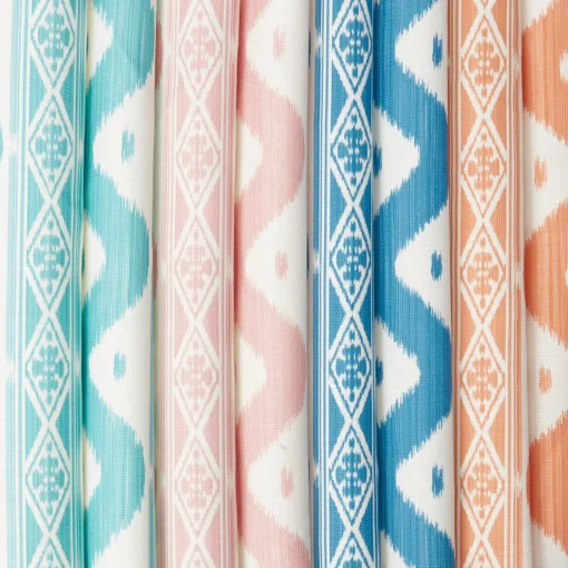 Mrs. Alice Turquoise Ikat Stripe Fabric< Serena Fresson Fabrics