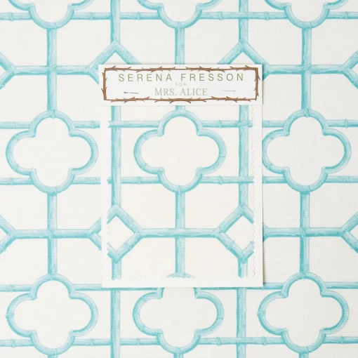 Mrs. Alice Turquoise Shaded Bamboo Fabric< Serena Fresson Fabrics
