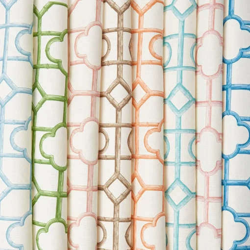 Mrs. Alice Turquoise Shaded Bamboo Fabric< Serena Fresson Fabrics