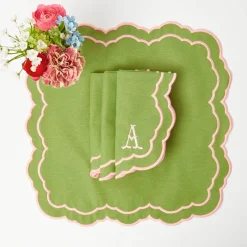 Mrs. Alice Valérie Green & Pink Napkins (Set of 4)< Napkins | Mrs. Alice Monogram