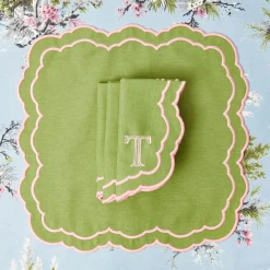 Mrs. Alice Valérie Green & Pink Napkins (Set of 4)< Napkins | Mrs. Alice Monogram