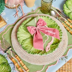 Mrs. Alice Valérie Green & Pink Napkins (Set of 4)< Napkins | Mrs. Alice Monogram