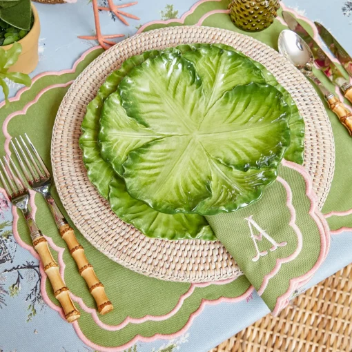Mrs. Alice Valérie Green & Pink Napkins (Set of 4)< Napkins | Mrs. Alice Monogram