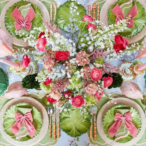 Mrs. Alice Valérie Green & Pink Napkins (Set of 4)< Napkins | Mrs. Alice Monogram