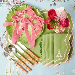 Mrs. Alice Valérie Green & Pink Napkins (Set of 4)< Napkins | Mrs. Alice Monogram