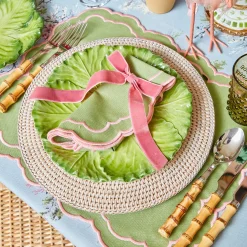 Mrs. Alice Valérie Green & Pink Napkins (Set of 4)< Napkins | Mrs. Alice Monogram