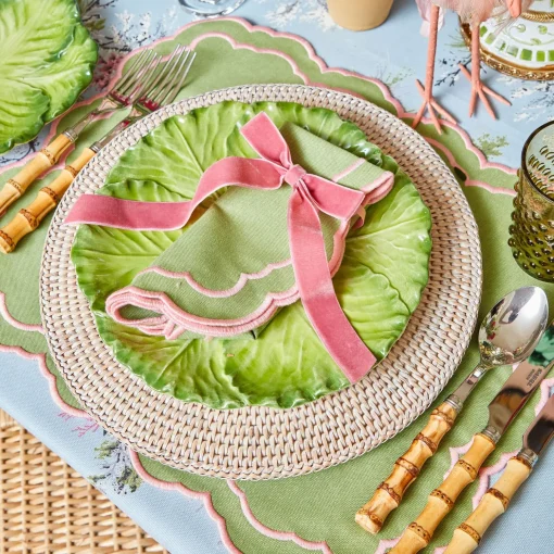 Mrs. Alice Valérie Green & Pink Napkins (Set of 4)< Napkins | Mrs. Alice Monogram