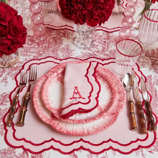 Mrs. Alice Valérie Pink Placemats & Napkins (Set of 4)< Table Linen Sets | Mrs. Alice Monogram