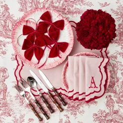 Mrs. Alice Valérie Pink Placemats & Napkins (Set of 4)< Table Linen Sets | Mrs. Alice Monogram