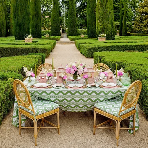 Mrs. Alice Vivienne Rattan Chair with Ikat Seat Pad Cushion< Furniture | Furniture