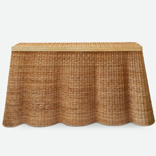 Mrs. Alice Vivienne Rattan Scalloped Console Table< Furniture | Furniture