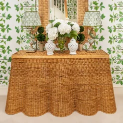 Mrs. Alice Vivienne Rattan Scalloped Console Table< Furniture | Furniture