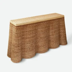 Mrs. Alice Vivienne Rattan Scalloped Console Table< Furniture | Furniture