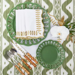 Mrs. Alice White & Gold Laurel Placemats & Napkins (Set of 4)< Table Linen Sets