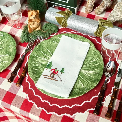 Mrs. Alice White Embroidered Skier Napkins (Set of 4)< Napkins