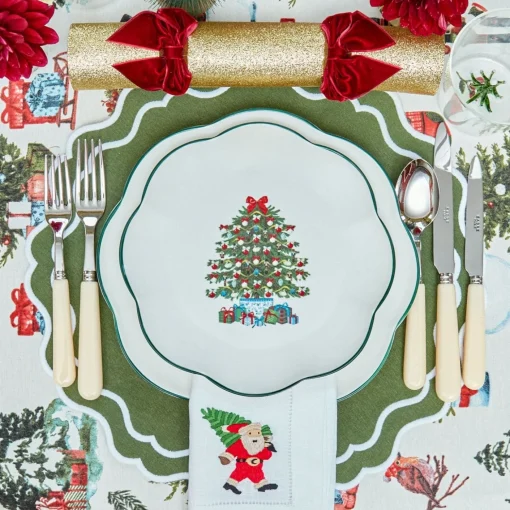Mrs. Alice White Hand Embroidered Father Christmas Napkins (Set of 4)< Napkins