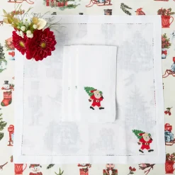 Mrs. Alice White Hand Embroidered Father Christmas Napkins (Set of 4)< Napkins