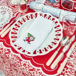 Mrs. Alice White Hand Embroidered Father Christmas Napkins (Set of 4)< Napkins
