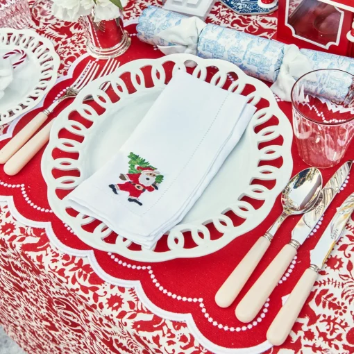 Mrs. Alice White Hand Embroidered Father Christmas Napkins (Set of 4)< Napkins