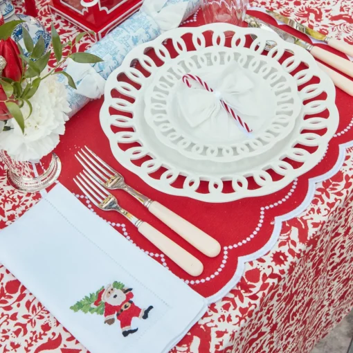 Mrs. Alice White Hand Embroidered Father Christmas Napkins (Set of 4)< Napkins