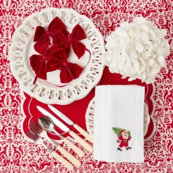 Mrs. Alice White Hand Embroidered Father Christmas Napkins (Set of 4)< Napkins