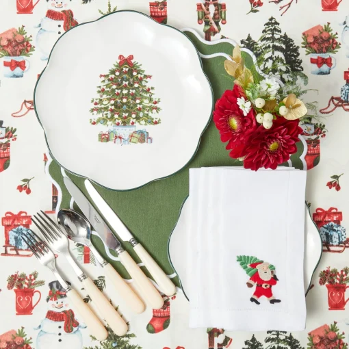 Mrs. Alice White Hand Embroidered Father Christmas Napkins (Set of 4)< Napkins