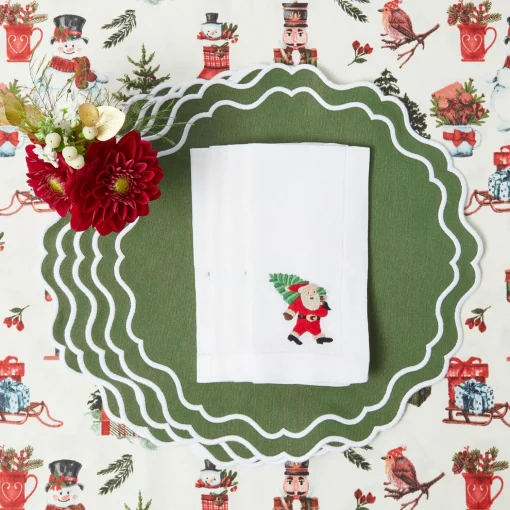 Mrs. Alice White Hand Embroidered Father Christmas Napkins (Set of 4)< Napkins