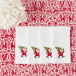 Mrs. Alice White Hand Embroidered Father Christmas Napkins (Set of 4)< Napkins