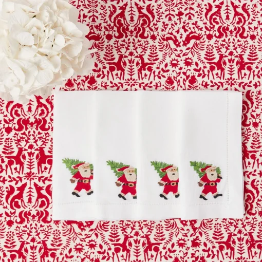 Mrs. Alice White Hand Embroidered Father Christmas Napkins (Set of 4)< Napkins