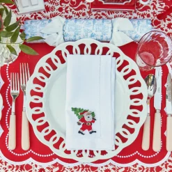 Mrs. Alice White Hand Embroidered Father Christmas Napkins (Set of 4)< Napkins