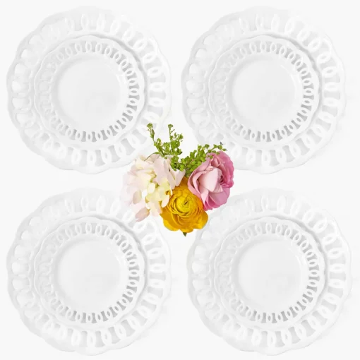 Mrs. Alice White Lace Dinner & Starter Plates (Set of 8)< Crockery Sets