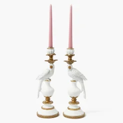 Mrs. Alice White Parrot Candle Holder (Pair)< Summer Glassware | Summer Candleware