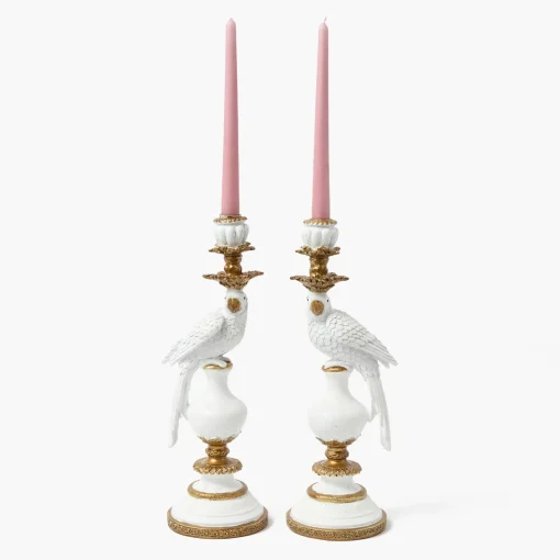 Mrs. Alice White Parrot Candle Holder (Pair)< Summer Glassware | Summer Candleware