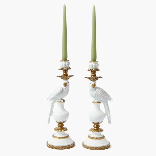 Mrs. Alice White Parrot Candle Holder (Pair)< Summer Glassware | Summer Candleware