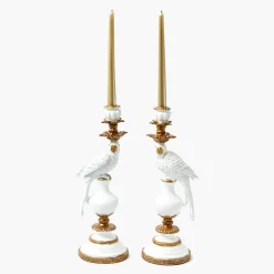 Mrs. Alice White Parrot Candle Holder (Pair)< Summer Glassware | Summer Candleware