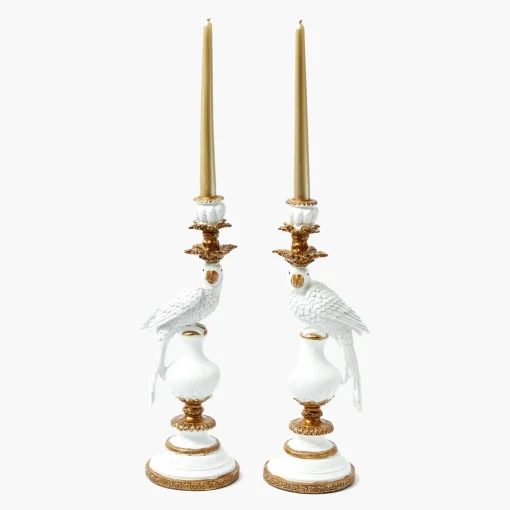 Mrs. Alice White Parrot Candle Holder (Pair)< Summer Glassware | Summer Candleware