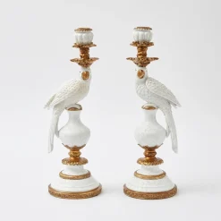 Mrs. Alice White Parrot Candle Holder (Pair)< Summer Glassware | Summer Candleware