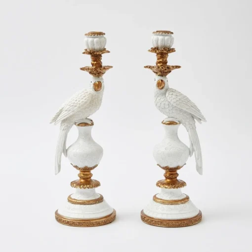Mrs. Alice White Parrot Candle Holder (Pair)< Summer Glassware | Summer Candleware
