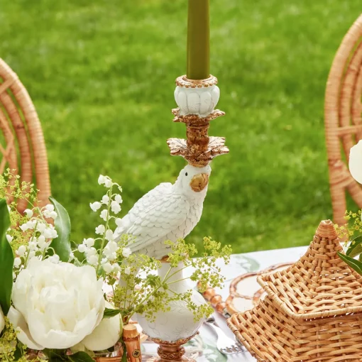 Mrs. Alice White Parrot Candle Holder (Pair)< Summer Glassware | Summer Candleware